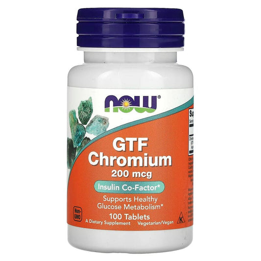 NOW Foods, GTF Chromium, 200 mcg, 100 Tablets - Medaid
