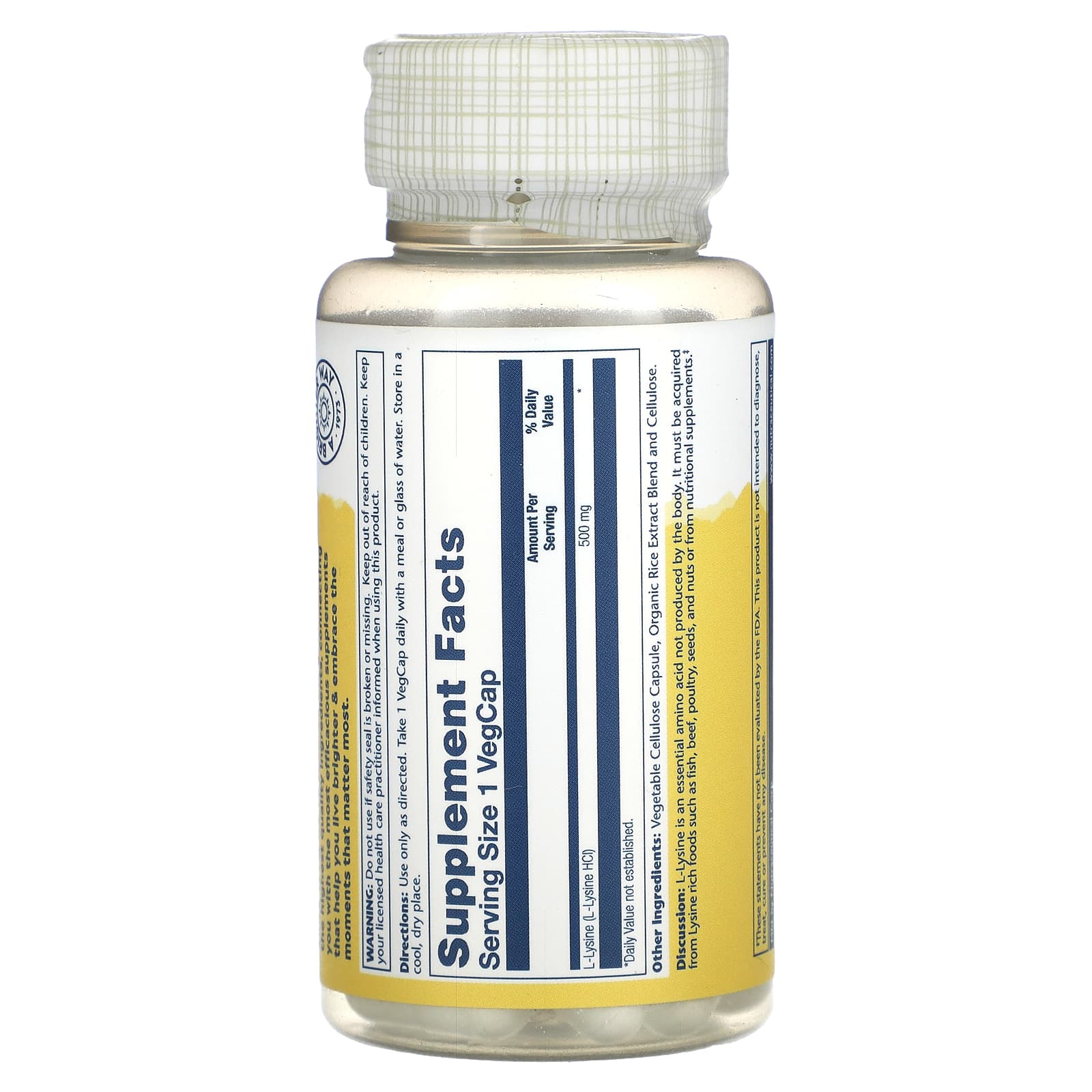 Solaray, L-Lysine, 500 mg, 60 VegCaps - Medaid