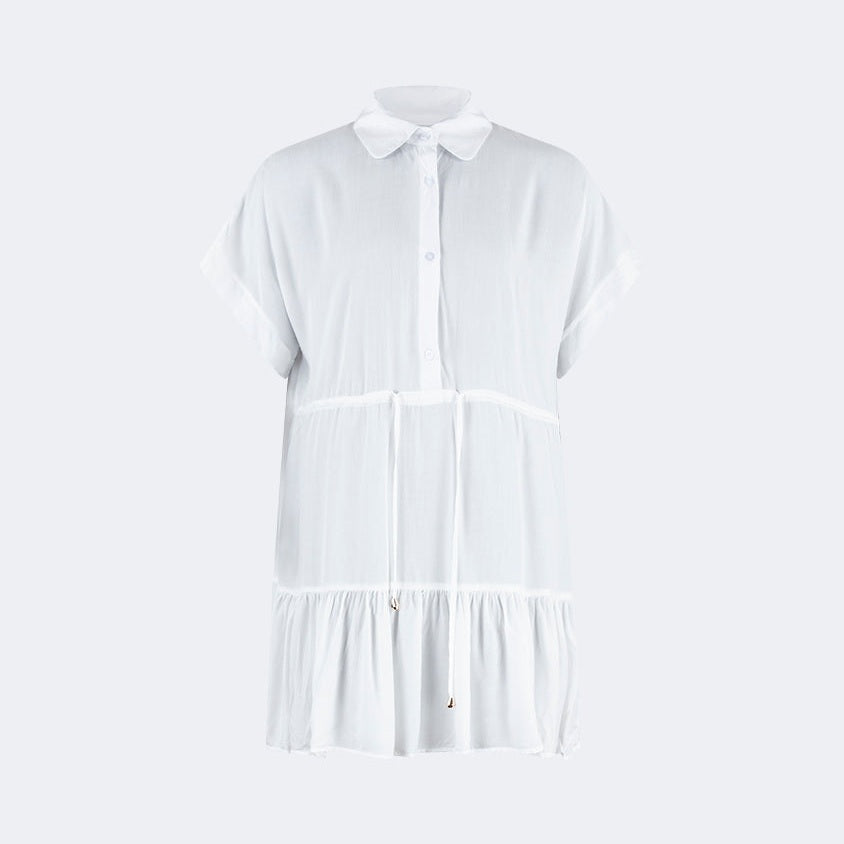 Top Ten Chic Women Beach Linnen Dress White - Medaid International