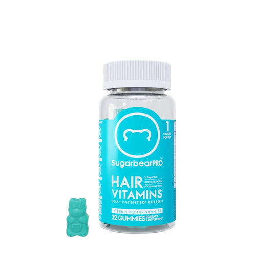 Sugarbear Pro Hair Vitamin Vegan Gummies - 3 Month Pack + Brush - Medaid