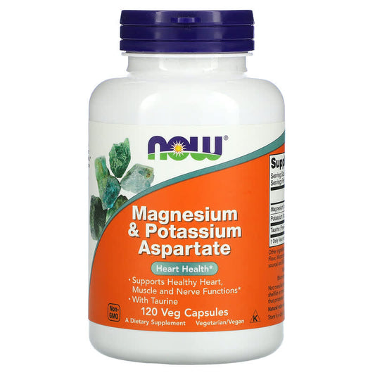 NOW Foods, Magnesium & Potassium Aspartate, 120 Veg Capsules - Medaid