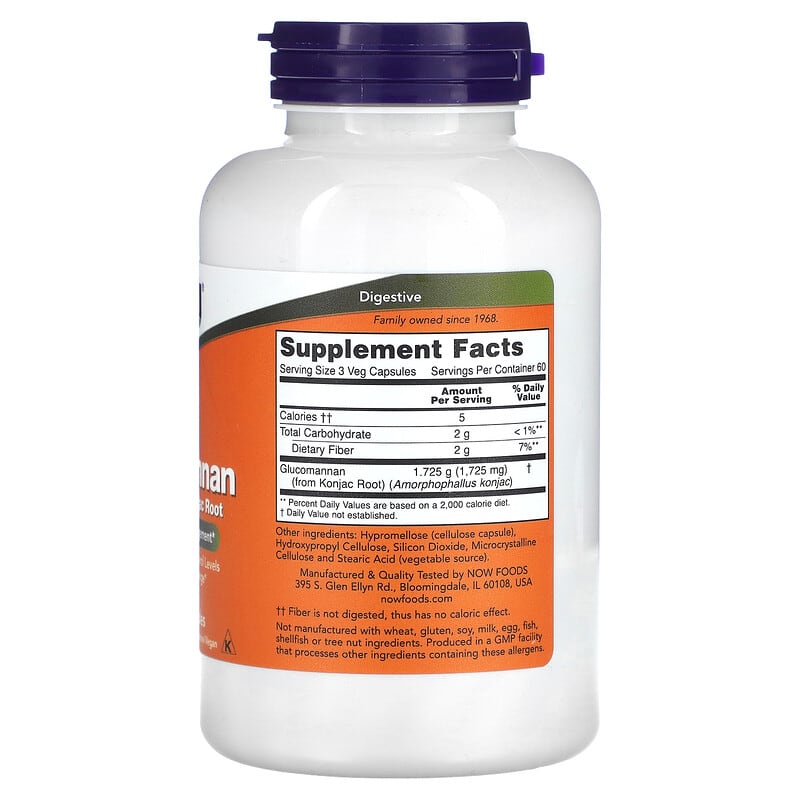 NOW Foods, Glucomannan, 1,725 mg, 180 Veg Capsules - Medaid