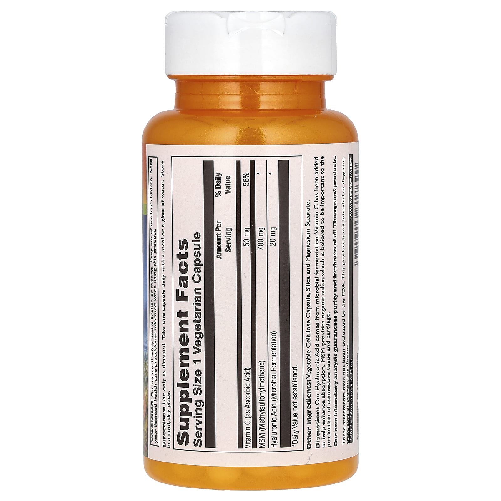 Thompson, Hyaluronic Acid MSM, 30 Vegetarian Capsules - Medaid
