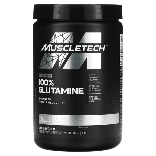 MuscleTech, Platinum 100% Glutamine, Unflavored, 300 g - Medaid