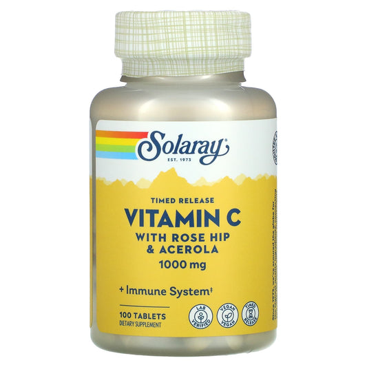 Solaray, Timed Release Vitamin C with Rose Hip & Acerola, 1,000 mg, 100 Tablets - Medaid