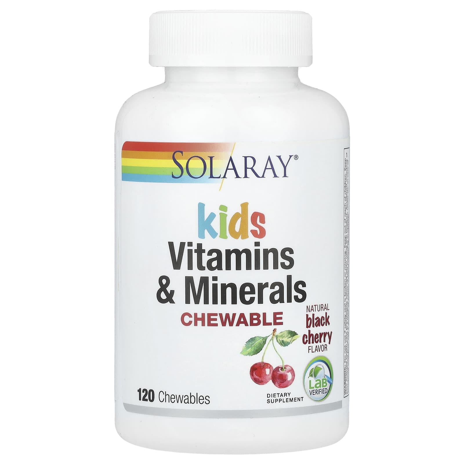 Solaray, Kids Vitamins & Minerals Chewable, Natural Black Cherry, 120 Chewables - Medaid