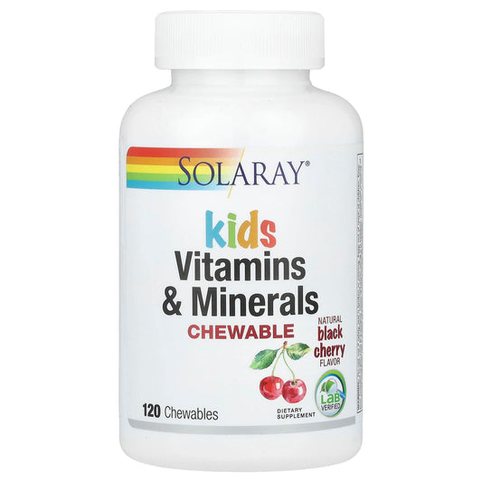 Solaray, Kids Vitamins & Minerals Chewable, Natural Black Cherry, 120 Chewables - Medaid
