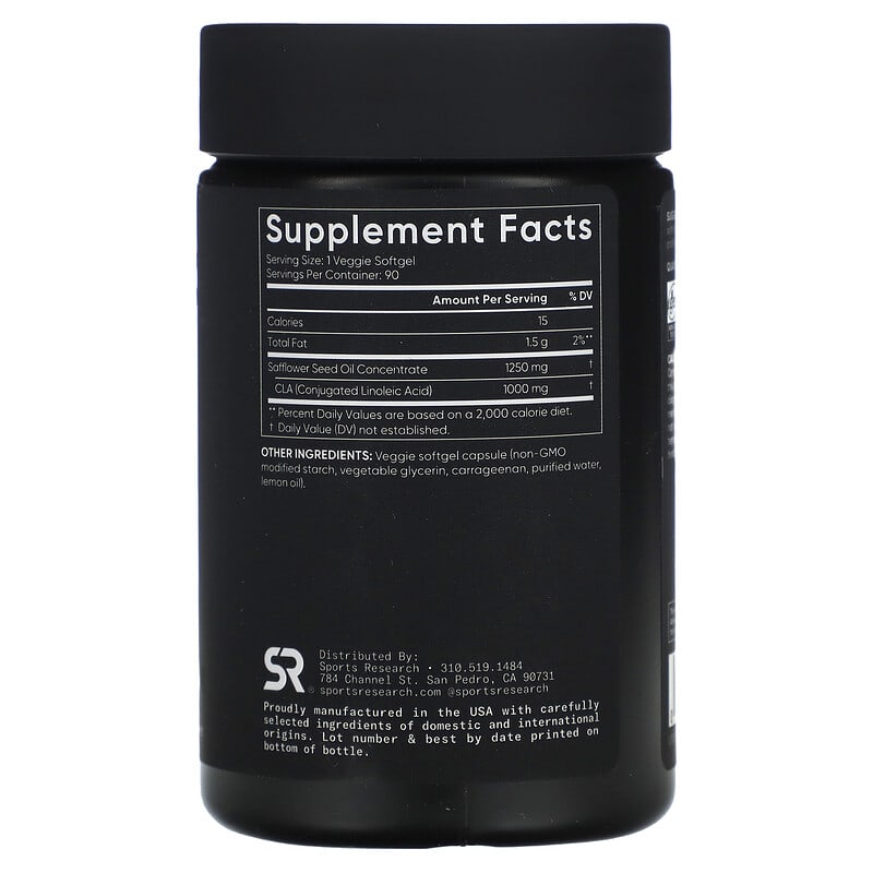 Sports Research, Vegan CLA 1250, 1,250 mg, 90 Veggie Softgels - Medaid