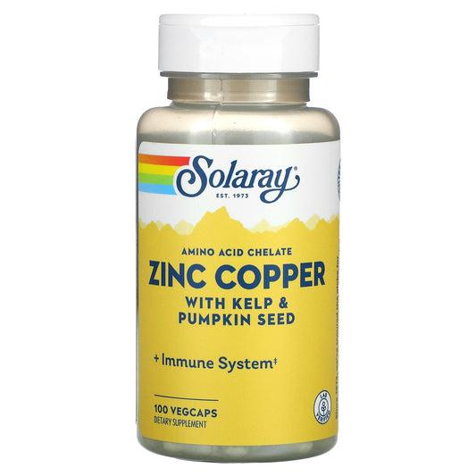 Solaray, Zinc Copper with Kelp & Pumpkin Seed, 100 VegCaps - Medaid