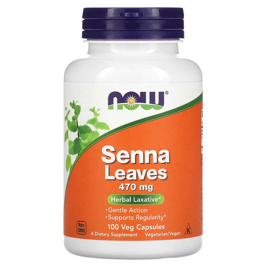 NOW Foods, Senna Leaves, 470 mg, 100 Veg Capsules - Medaid