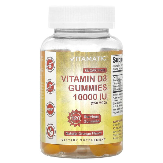 Vitamatic, Vitamin D3, Natural Orange, 10,000 IU, 120 Gummies - Medaid