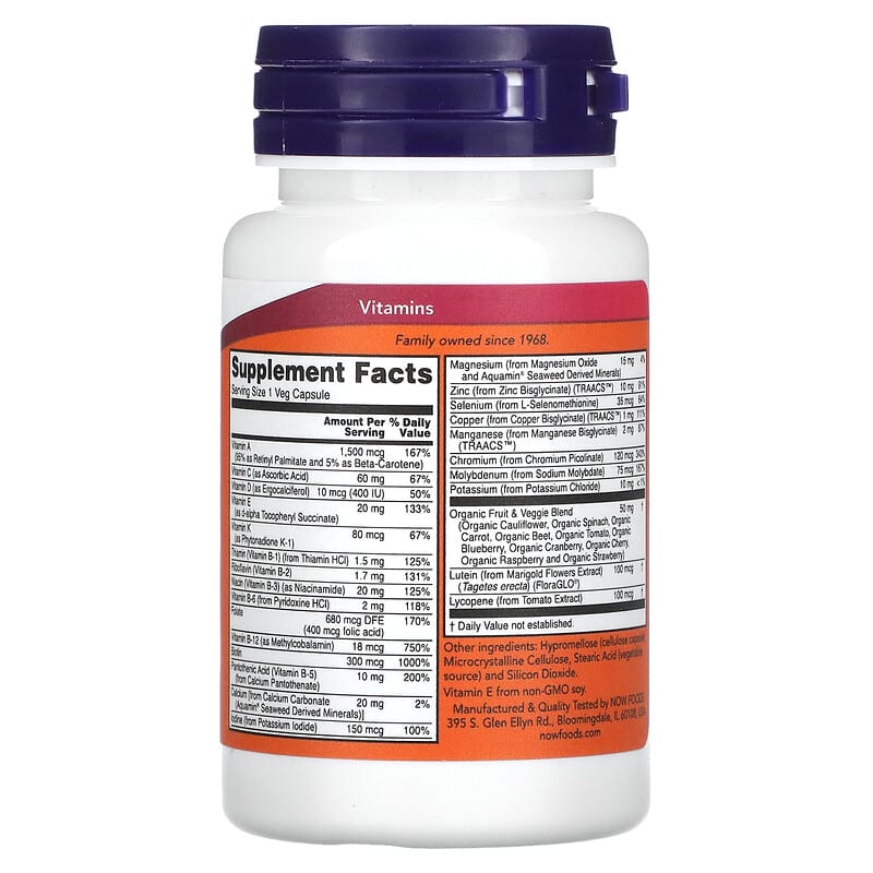 NOW Foods, Daily Vits, Multi Vitamin & Mineral, 30 Veg Capsules - Medaid
