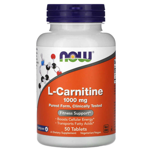 NOW Foods, L-Carnitine, 1,000 mg, 50 Tablets - Medaid