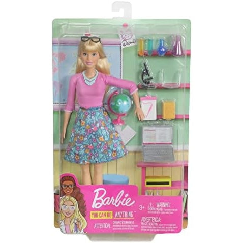 Barbie Teacher Doll, Blonde, With 10 Teaching Accessories, Including Spinning Globe And A Laptop That Opens And Closes, Gift For 3 To 7 Year Olds - Medaid
