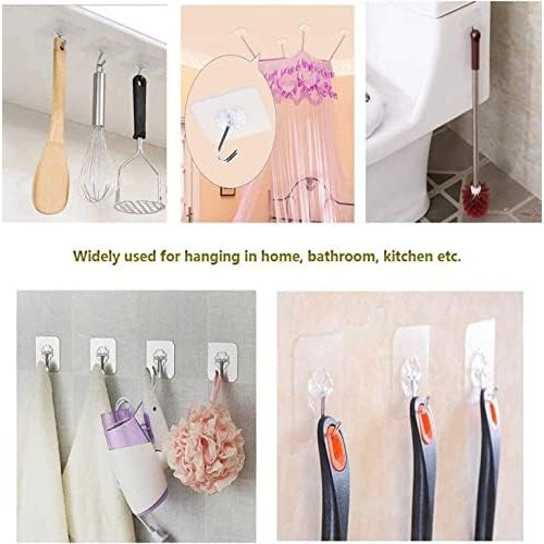 SKY-TOUCH Adhesive Wall Hooks 20 Pcs, Transparent Strong Suction Hooks For Home Kitchen and Bathroom, Heavy Duty Nail Free Sticky Hangers with Hooks Utility Towel Bath Ceiling Hooks, Transparent - Medaid