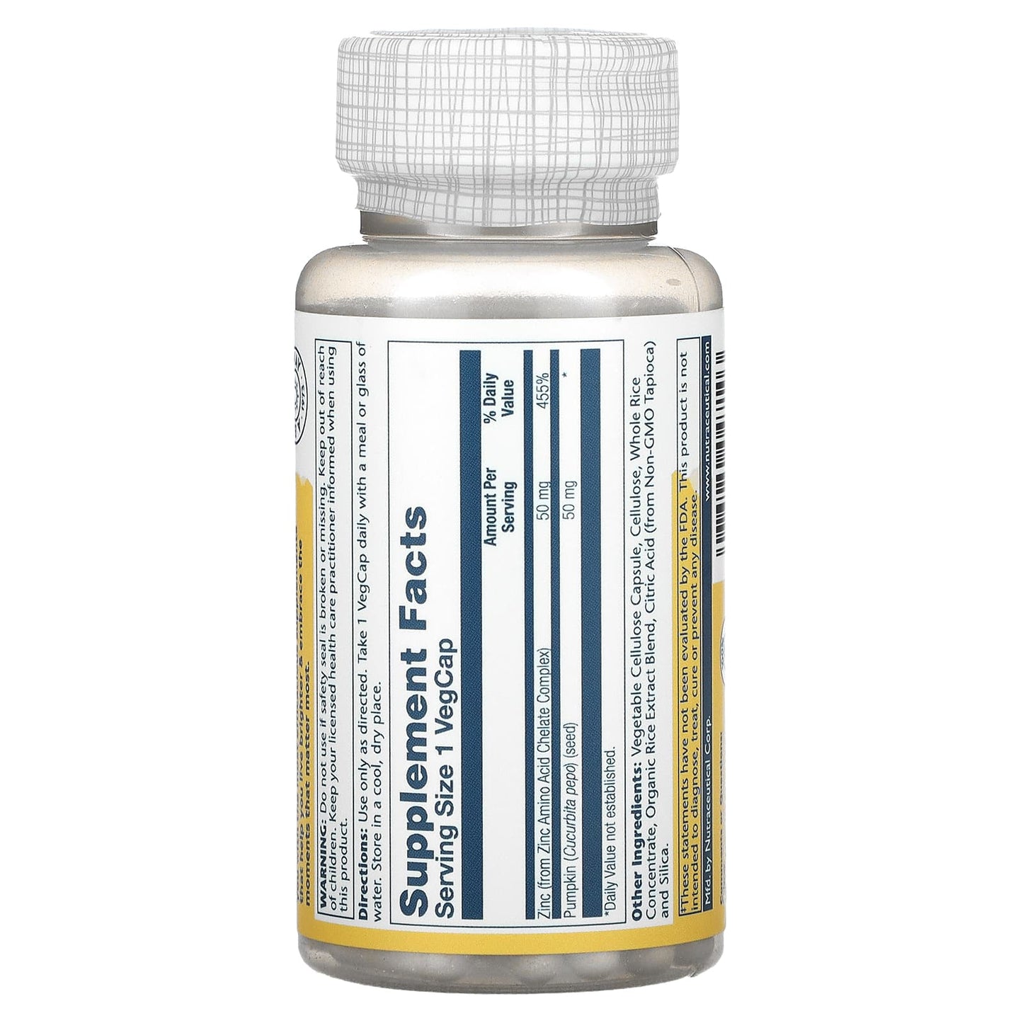 Solaray, Zinc, 50 mg, 100 VegCaps - Medaid