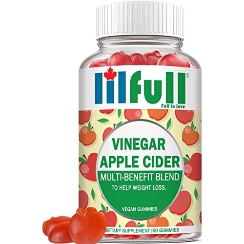 Lilfull Apple Cider Vinegar 1000mg 60 Vegan Gummies with Ginger Root Extract Supports Immune Health & Multi Benefit Blend to Help Weight Loss | Apple Cider Vinegar Dietary Supplement for Men Women - Medaid