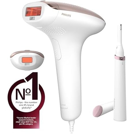 Philips Lumea IPL | Hair Removal | 7000 Series | Skintone Sensor | 2 Attachments | Body, Face | Compact Pen Trimmer | Corded Use | BRI921/60 | 3 months of hair-free smooth skin - Medaid