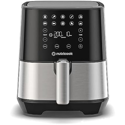 Nutricook Air Fryer 2, 1500 Watts, Digital Control Panel Display, 10 Preset Programs With Built-In Preheat Function, 3.6 Liters, BrUSh Stainless Steel/Black, 2 Years Warranty - Medaid