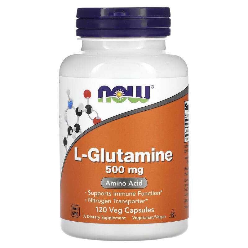 NOW Foods, L-Glutamine, 500 mg, 120 Veg Capsules - Medaid