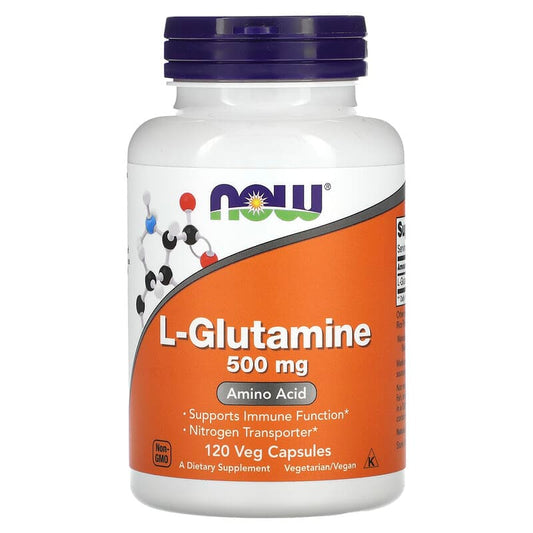 NOW Foods, L-Glutamine, 500 mg, 120 Veg Capsules - Medaid