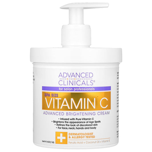 Advanced Clinicals, Vitamin C, Advanced Brightening Cream, 1 lb (16 oz) - Medaid