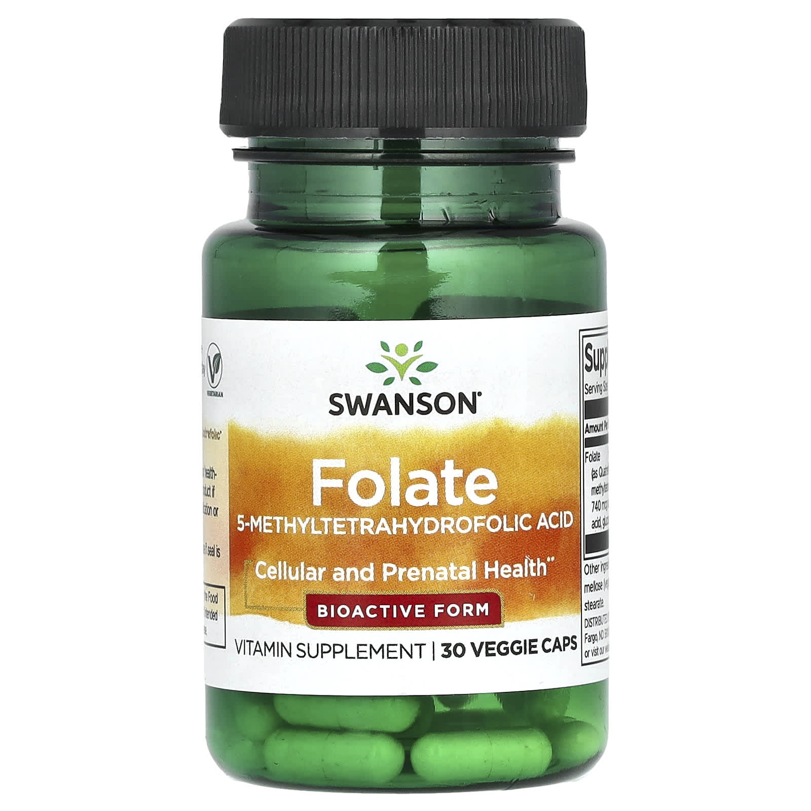 Swanson, Folate , 30 Veggie Caps - Medaid