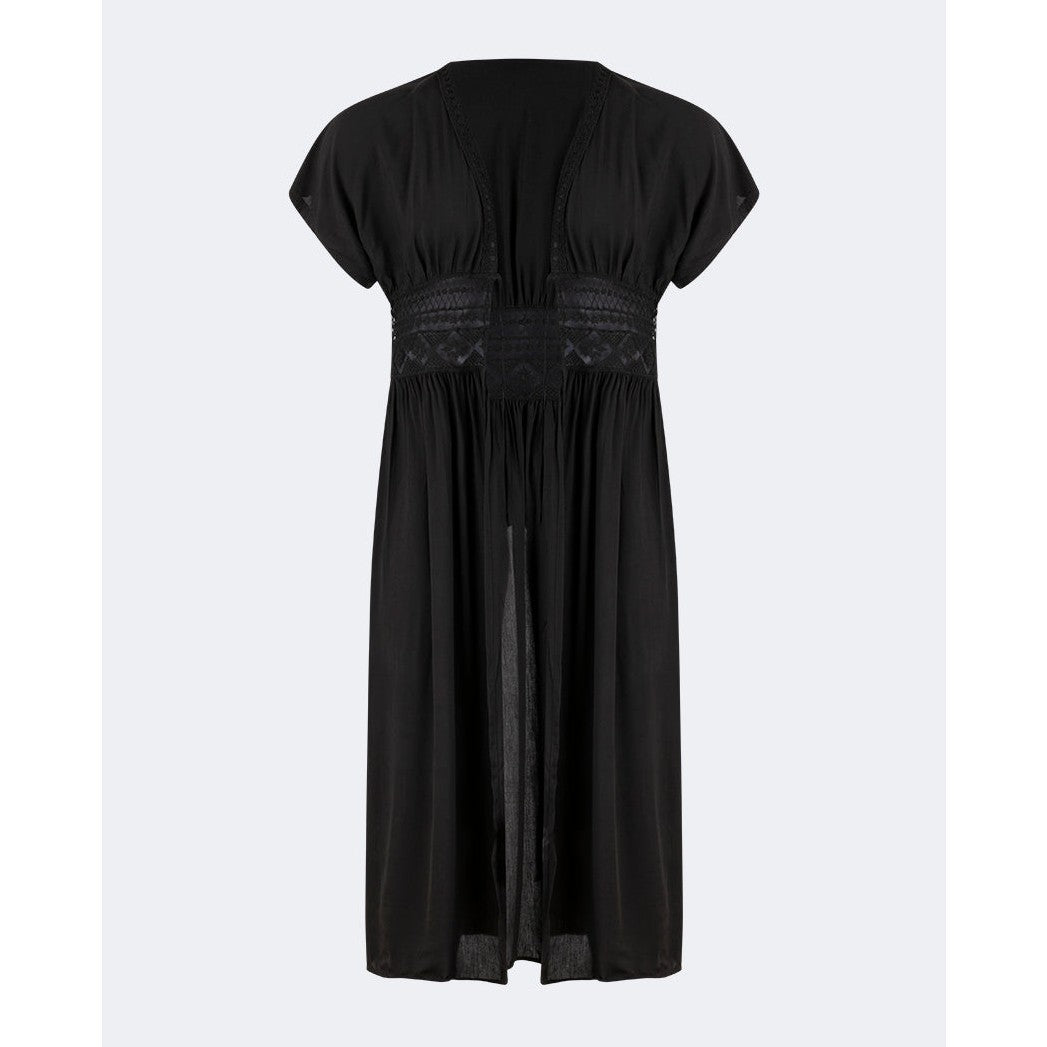 Oil And Gaz Chic Women Beach Coverup Ls  Black - Medaid