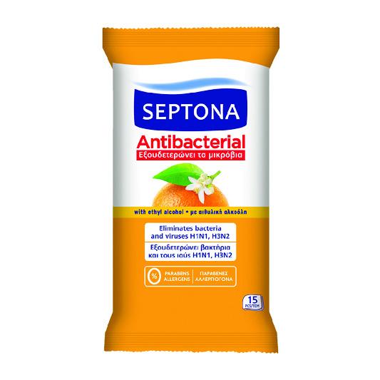 Septona Antibacterial Wipes With Orange Blossom 15 Wipes - Medaid