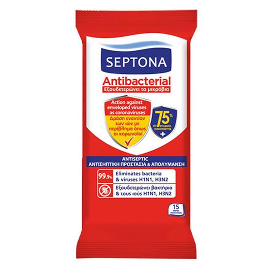 Septona Antibacterial Wipes 75% Ethanol 15 Wipes - Medaid