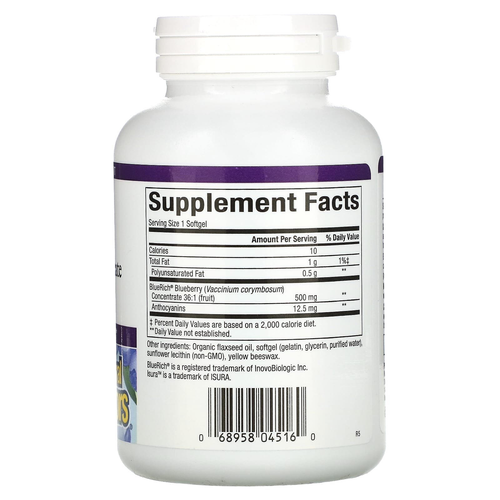 Natural Factors, BlueRich, Super Strength Blueberry Concentrate, 500 mg, 90 Softgels - Medaid