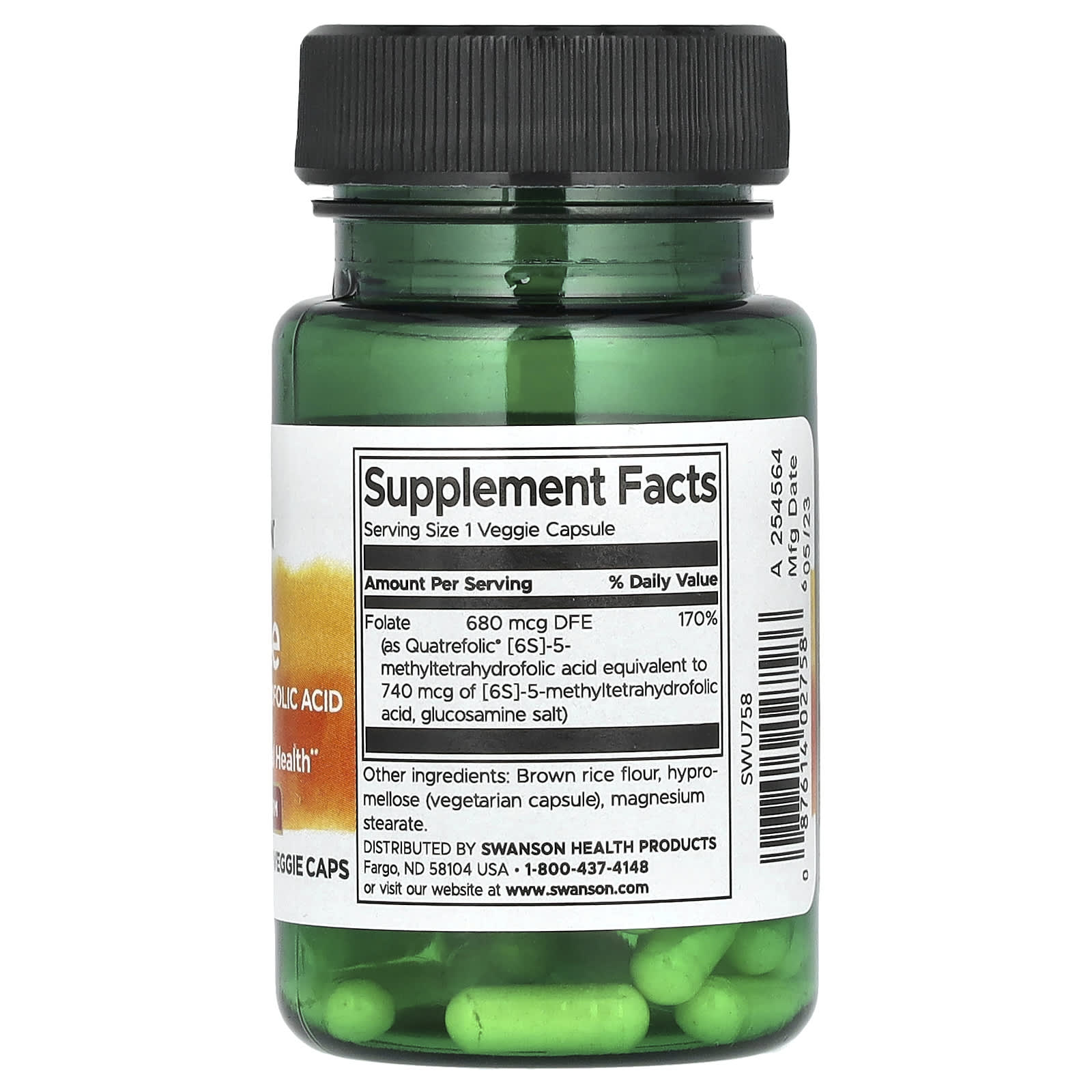 Swanson, Folate , 30 Veggie Caps - Medaid