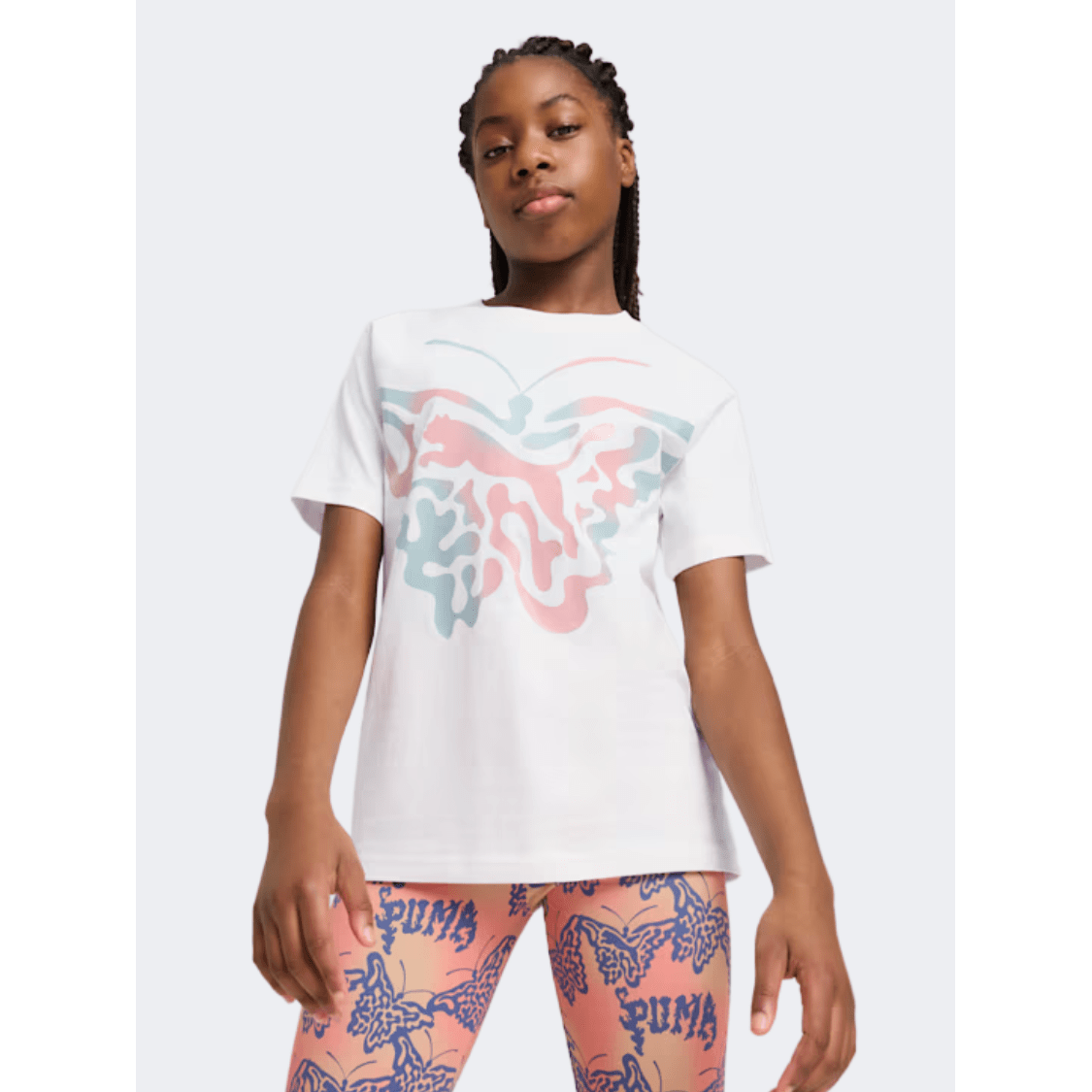 Puma Butterfly Vibe Girls Lifestyle T-Shirt White - Medaid