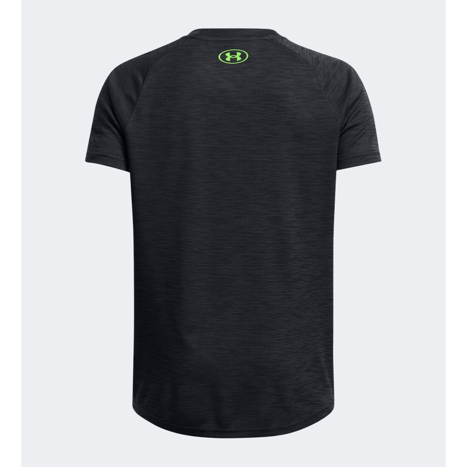 Under Armour Tech Textured Boys Training T-Shirt Black/Cyber Green - Medaid