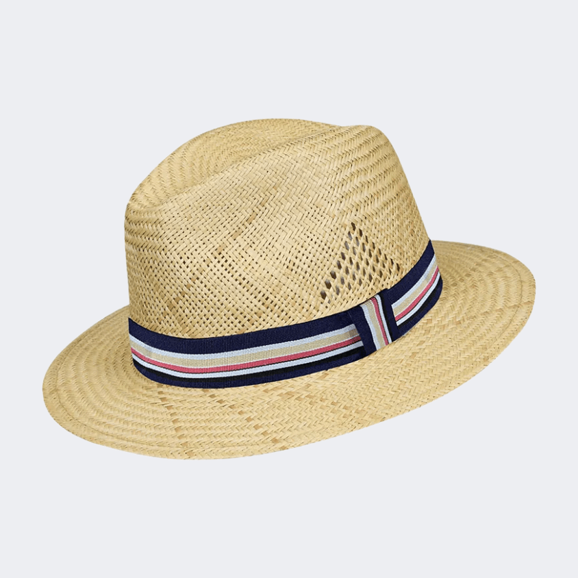 Stamion Fedora Multicolored Ribbon Men Beach Hat Natural - Medaid