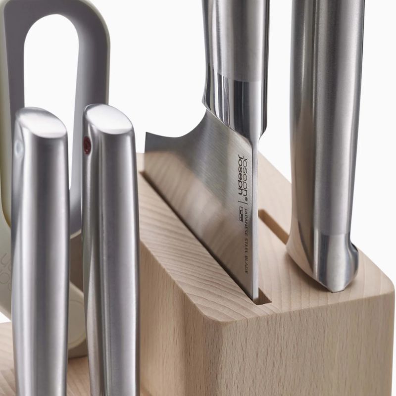 Joseph Joseph Elevate™ Fusion 5-piece Knife & Scissor Set with Beechwood Block - Medaid