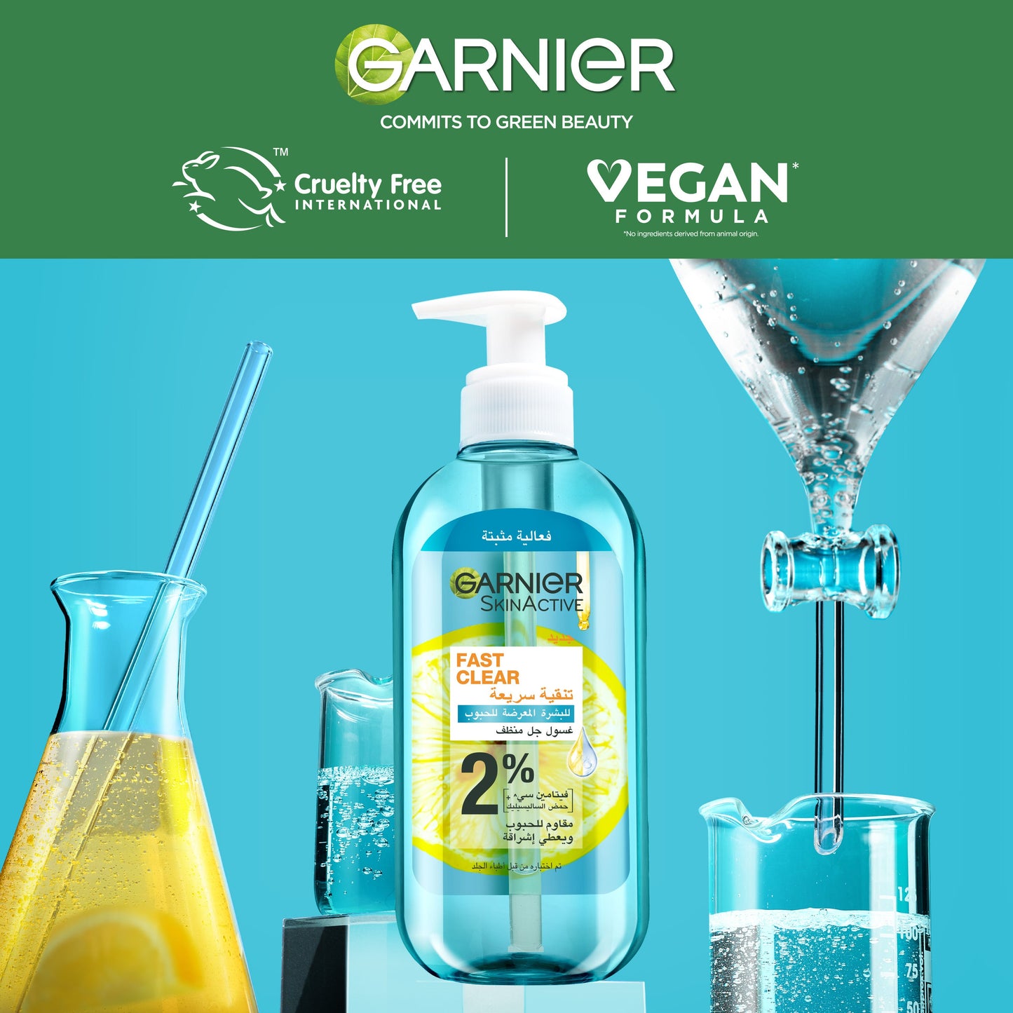 Garnier Fast Clear [2%] Salicylic Acid & Vitamin C - Anti-Acne Gel Wash 200ml - Medaid