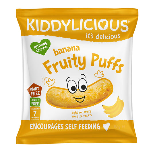 Kiddylicious Banana Fruity Puffs Singles - Suitable for 7 months+ - Medaid