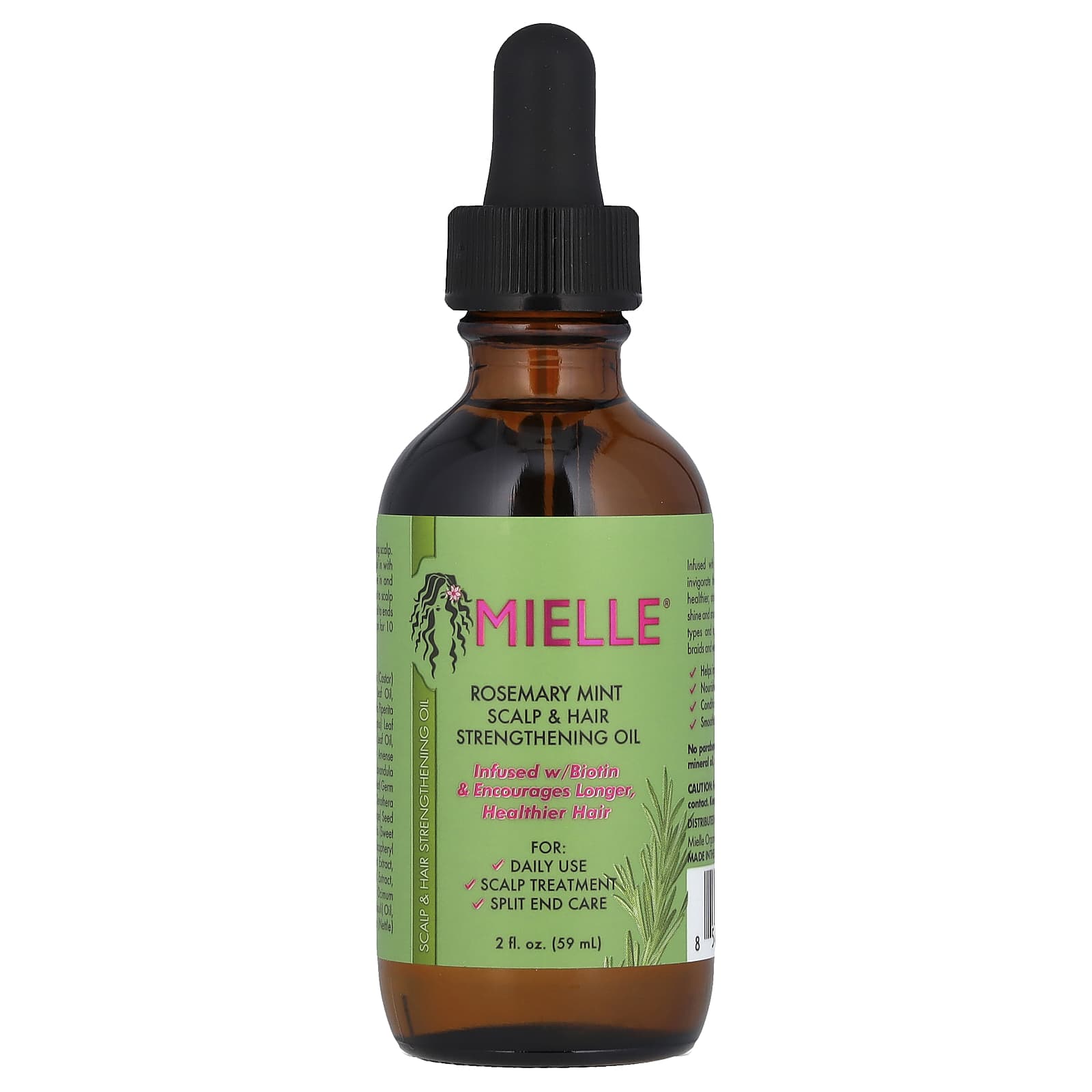 Mielle, Scalp & Hair Strengthening Oil, Rosemary Mint, 2 fl oz (59 ml) - Medaid