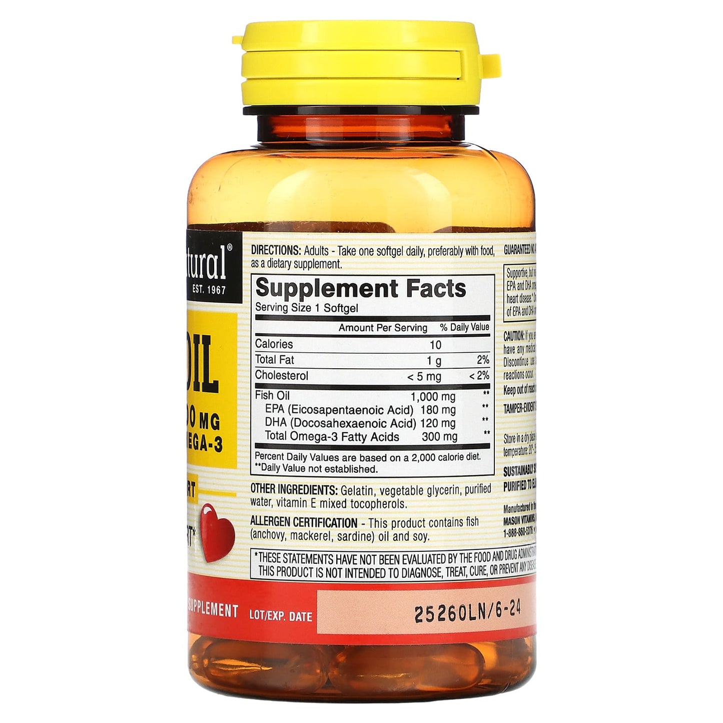 Mason Natural, Fish Oil, 1,000 mg, 60 Softgels - Medaid