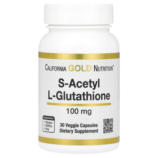 California Gold Nutrition, S-Acetyl L-Glutathione, 100 mg, 30 Veggie Capsules - Medaid