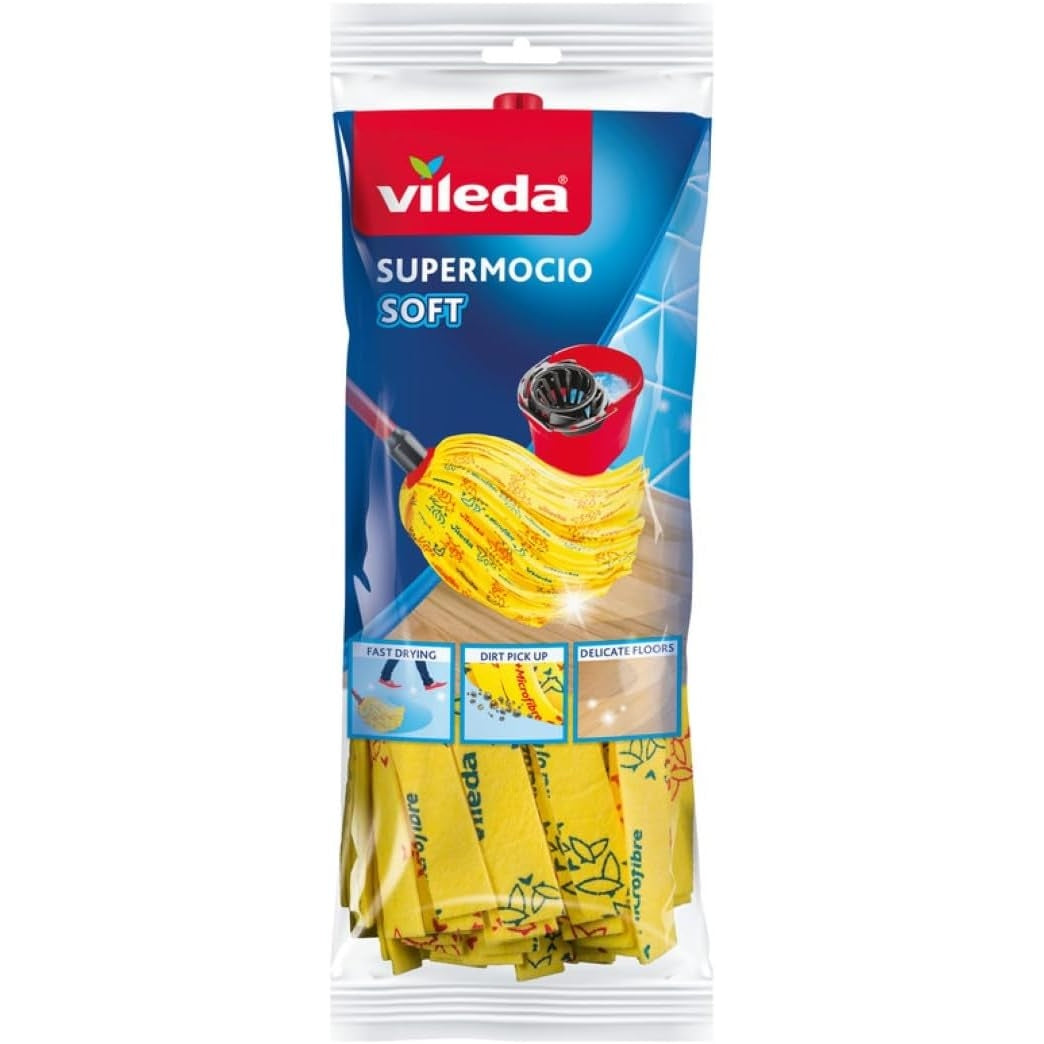 Vileda Classic Cotton Floor Mop Refill, Super Absorbent, Cost-Effective, White, 10 x 6 x 35 CM - Medaid