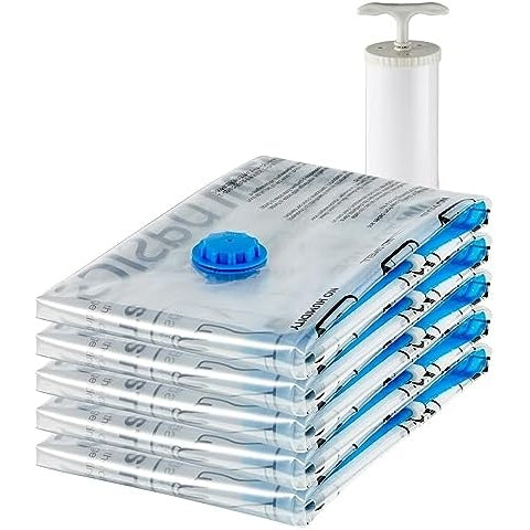 Vacuum Compression Storage Bags with Hand Pump - Large, 5-Pack - Medaid
