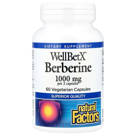 Natural Factors, WellBetX® Berberine, 1,000 mg, 60 Vegetarian Capsules - Medaid