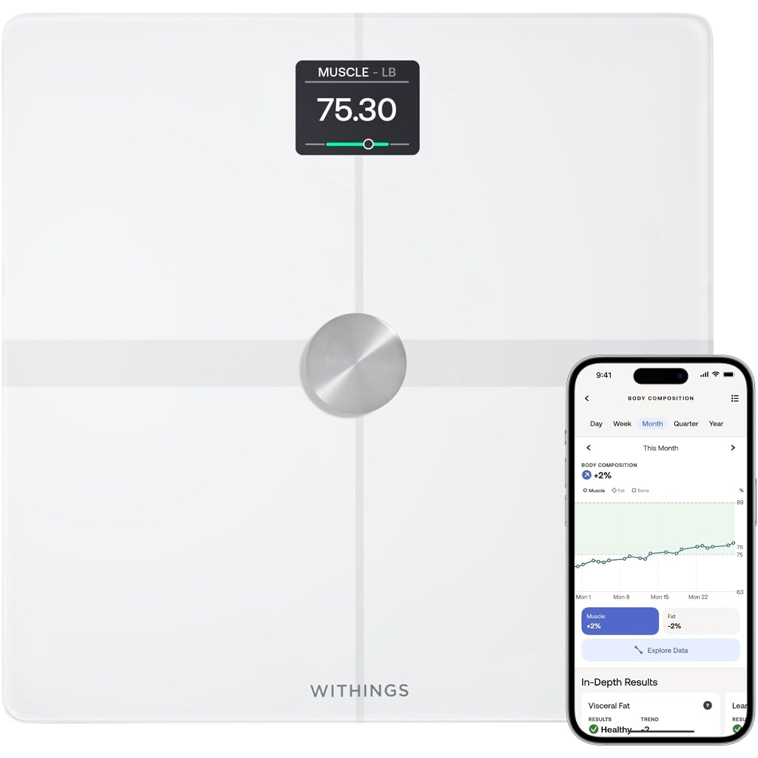WITHINGS Body Smart - Accurate Scale for Body Weight and Fat Percentage, Body Composition Wi-Fi and Bluetooth Weight Scale, Baby Weight Scale, Smart Scale Apple Health Compatible, Bathroom Scale - Medaid