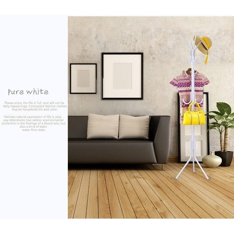 Peng General Coat Rack, Peng General Standing Entryway Coat Rack, Metal Coat Hat Rack Tree Stand Hanger Organizer for Jacket, Purse, Scarf Rack, Umbrella (White) - Medaid