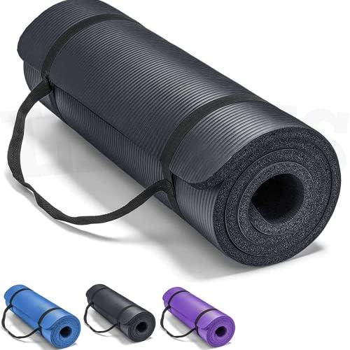 SKY-TOUCH Yoga Mat Non Slip, Yoga Mat with Strap Included 10mm Thick Exercise Mat Ideal for HiiT, Pilates, Yoga and Many Other Home Workouts - Medaid