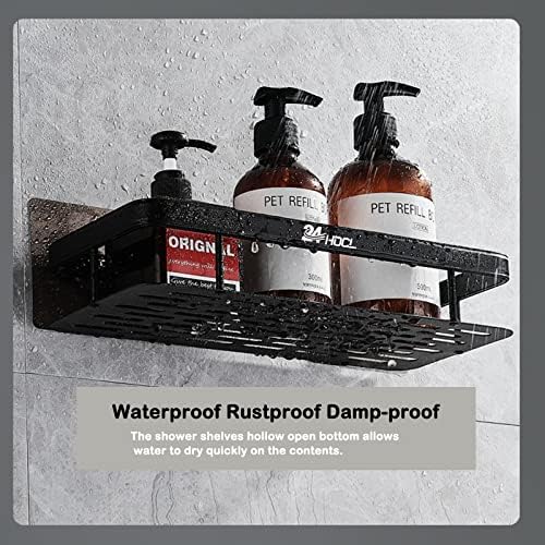 24HOCL Shower Caddy Shelf【Thickened Upgraded Version】, Adhesive Black Bathroom Shower Rack, No Drilling Wall Mounted Shower Organizer, Rustproof Basket for Bathroom, Toilet, Kitchen (2 Pack) - Medaid