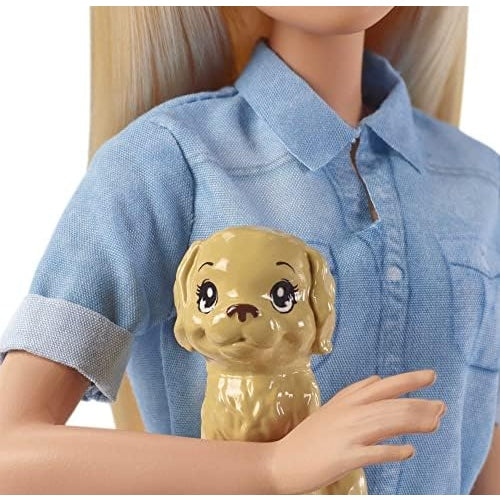 Barbie Travel Doll, Blonde, With Puppy, Opening Suitcase, Stickers And 10+ Accessories, For 3 To 7 Year Olds, Multicolor - Medaid