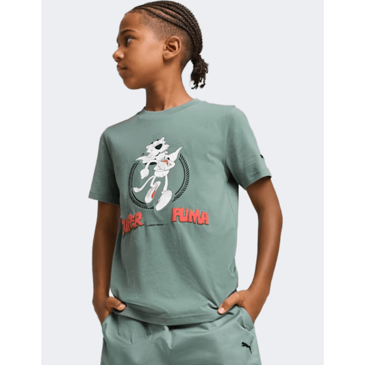 Puma Super Boys Lifestyle T-Shirt Green Moon - Medaid